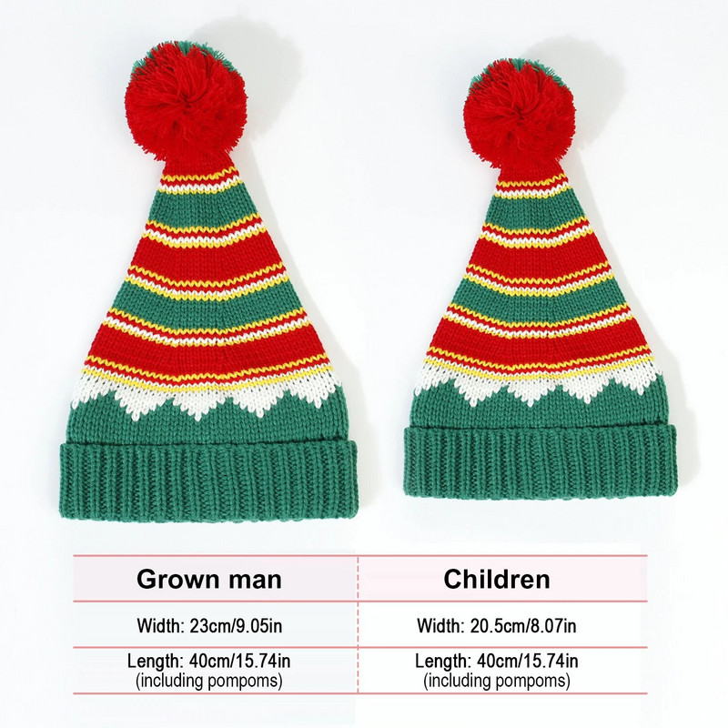 Ziemassvētku trikotāžas cepure Jauka Pom Pom Pieaugušajiem Bērni Mīksta Beanie Ziemassvētku vecīša cepure Dāvana Jaungada ballīte Navidad Noel Ziemassvētku dekors