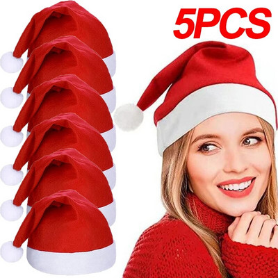 Χριστουγεννιάτικο βελούδινο καπέλο για ενήλικα παιδιά 5/1 τεμ.
