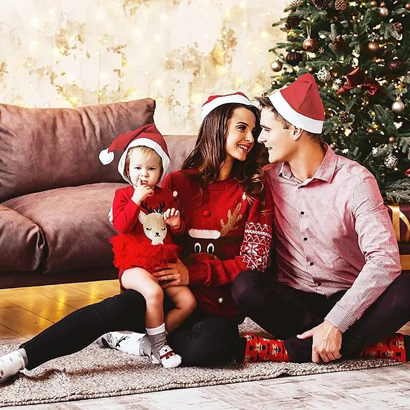 5/1 vnt Kalėdų pliušinė kepurė suaugusiems vaikams Stora, šilta Kalėdų Senelio Kalėdinės kepurės Kalėdų Naujųjų Metų šventės vakarėlio dekoravimo reikmenys