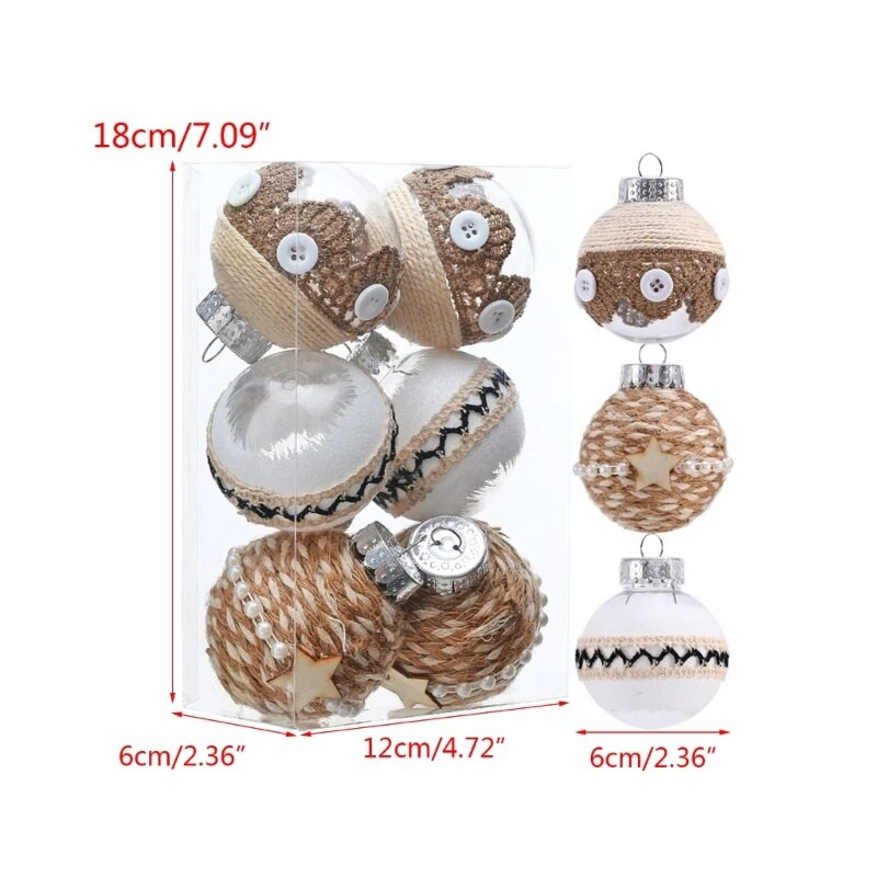 Dekoratiivne jõulupuu palli bahv 6tk/karp Kaunistused Rippuvad ehted jõulufestivali koduks
