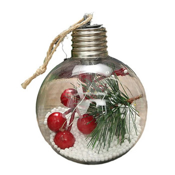 Διαφανές φυτό προσομοίωσης χριστουγεννιάτικων σφαιρών LED 8 εκατοστών Εσωτερικό διαφανές διακοσμητικό μπιχλιμπίδι με φωτεινή φωτεινή μπάλα LED