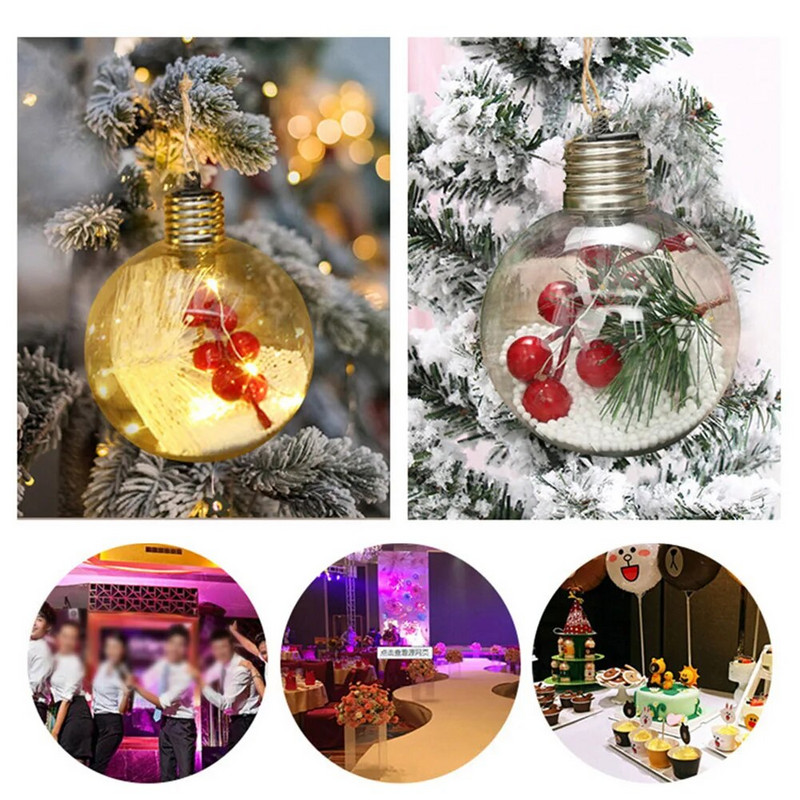 8 CM LED caurspīdīga Ziemassvētku balles simulācijas rūpnīcas iekšpuse caurspīdīga gaismas diodes gaismas bumbiņa, pildāma rotājumi