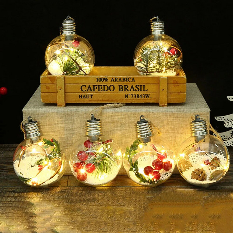 8 CM LED caurspīdīga Ziemassvētku balles simulācijas rūpnīcas iekšpuse caurspīdīga gaismas diodes gaismas bumbiņa, pildāma rotājumi