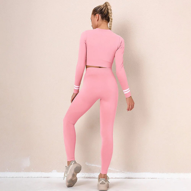 Bešavni ženski set za jogu Odjeća za teretanu Ženska trenirka Ženska odjeća Bešavne tajice s dugim rukavima Visoka sportska odijela