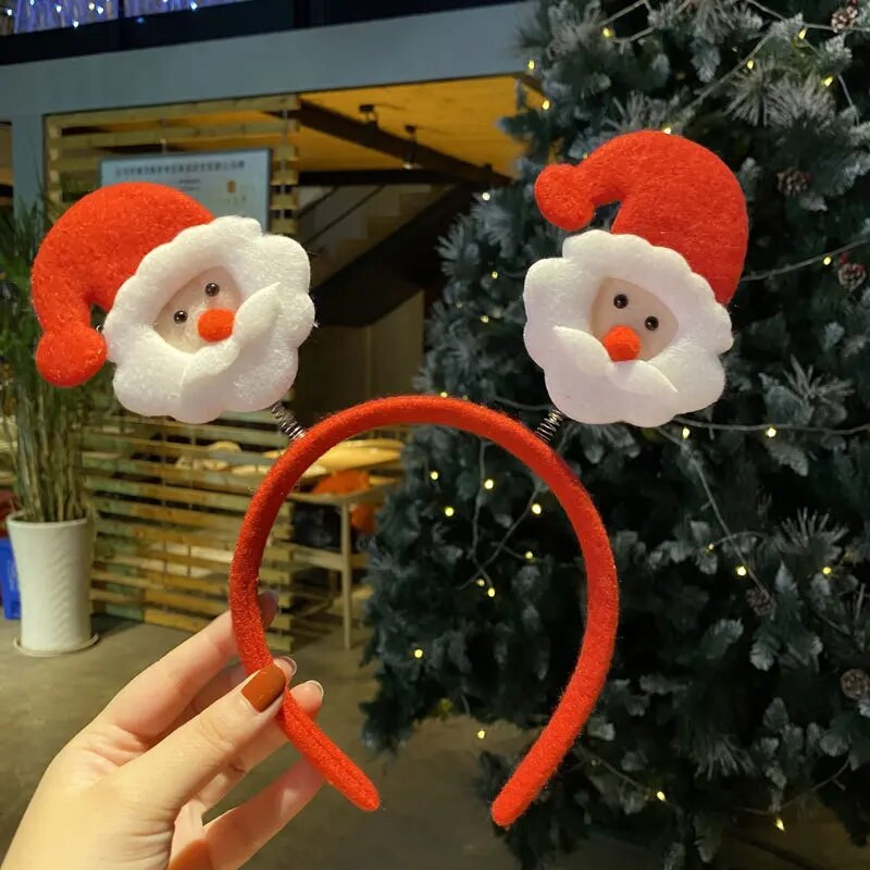 Ziemassvētku galvassega bērniem Karikatūra Ziemassvētku vecītis Sniegavīrs Aļņa matu lente 2024 Laimīgu Jauno gadu Galvassegas Meiteņu Sievietēm Dāvanas