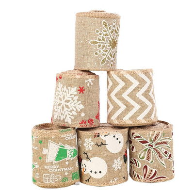Vianočná dekorácia, stuha z juty, potlač vianočného stromčeka, ľanové stuhy, DIY mašľa, remeslá, Navidad, novoročné párty, baliace potreby 3M