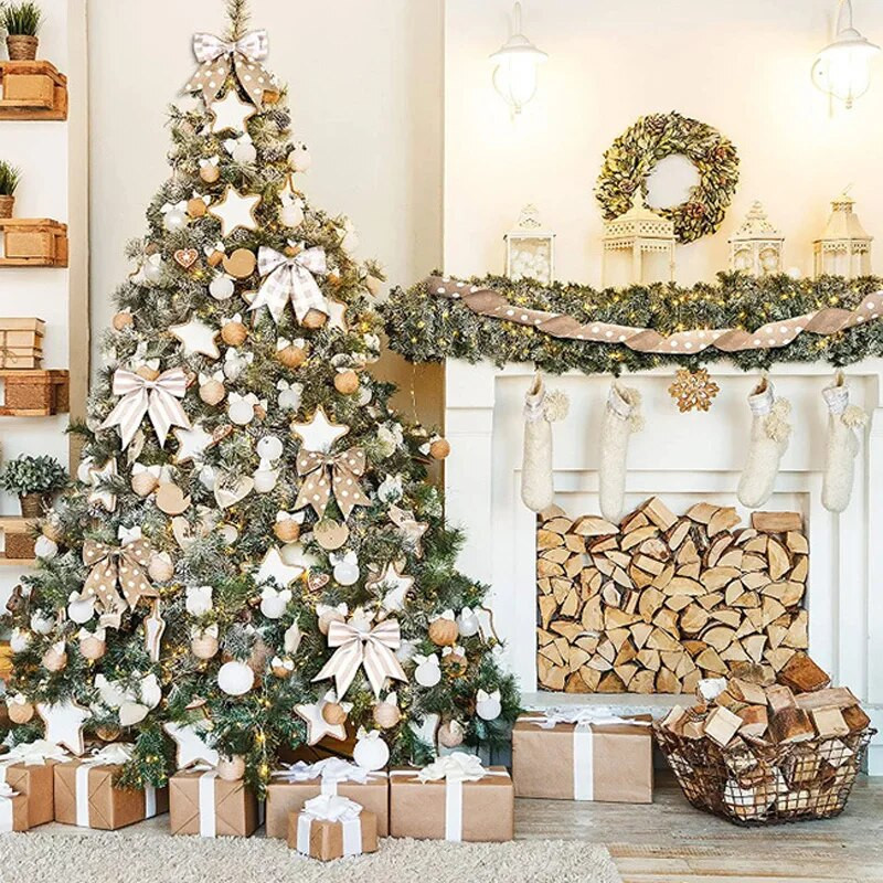 Božićni ukrasi Vrpca od kostrijeti Božićno drvce Otisnute lanene vrpce DIY Mašne Rukotvorine Navidad Ambalaža za novogodišnju zabavu 3M