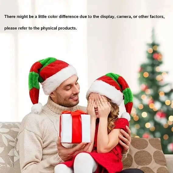 Topla kapa Djeda Mraza Crveno Bijelo Zelene pruge Novogodišnja zabava Navidad Šešir Snjegović Elk Božićna plišana kapa Dekoracija kostima za odraslu djecu
