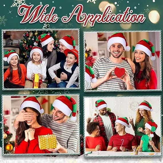 Topla kapa Djeda Mraza Crveno Bijelo Zelene pruge Novogodišnja zabava Navidad Šešir Snjegović Elk Božićna plišana kapa Dekoracija kostima za odraslu djecu