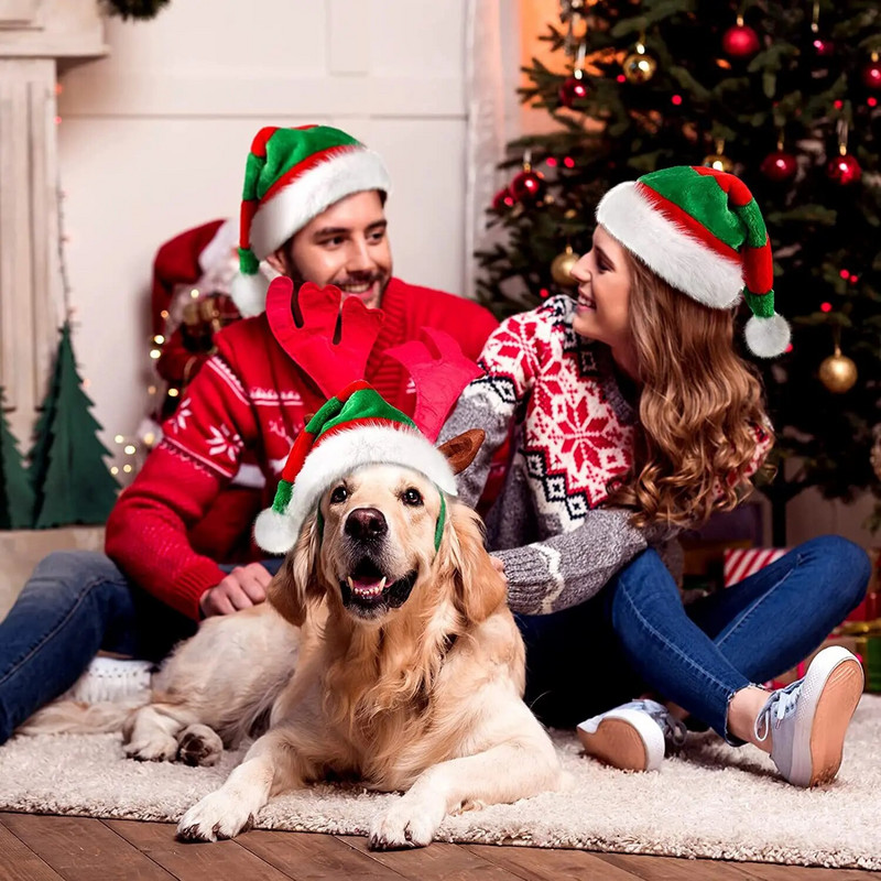 Topla kapa Djeda Mraza Crveno Bijelo Zelene pruge Novogodišnja zabava Navidad Šešir Snjegović Elk Božićna plišana kapa Dekoracija kostima za odraslu djecu