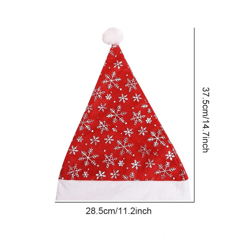 38x29cm sarkana auduma zelta sudraba sniegpārsla Ziemassvētku cepure Ziemassvētku ballītes noformējums Ziemassvētku Noel dāvana pieaugušajiem Jaungada dekors