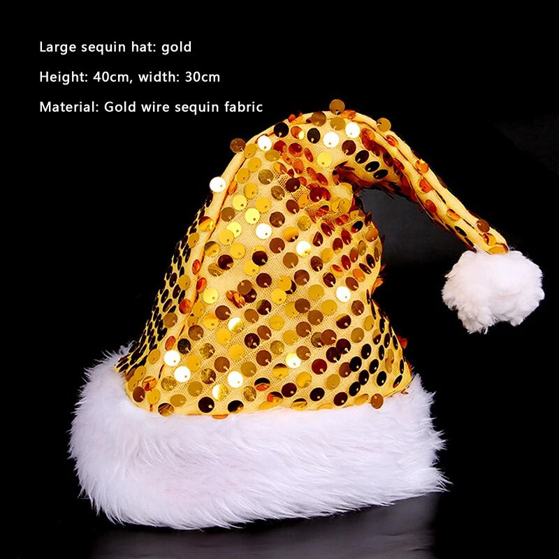 Blizgučiai Kalėdų Senelio kepurė suaugusiems vaikams, Kalėdų kepurė Kalėdų vakarėliui, Kalėdų Senelio Cosplay kostiumas