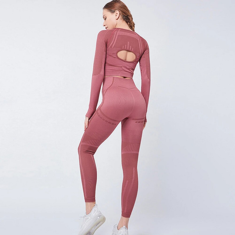 Bešavni set za jogu Ženska odjeća za teretanu 2-dijelni komplet za teretanu Ženska trenirka dugih rukava Sportsko odijelo Odjeća za vježbanje za žene Sportska odjeća