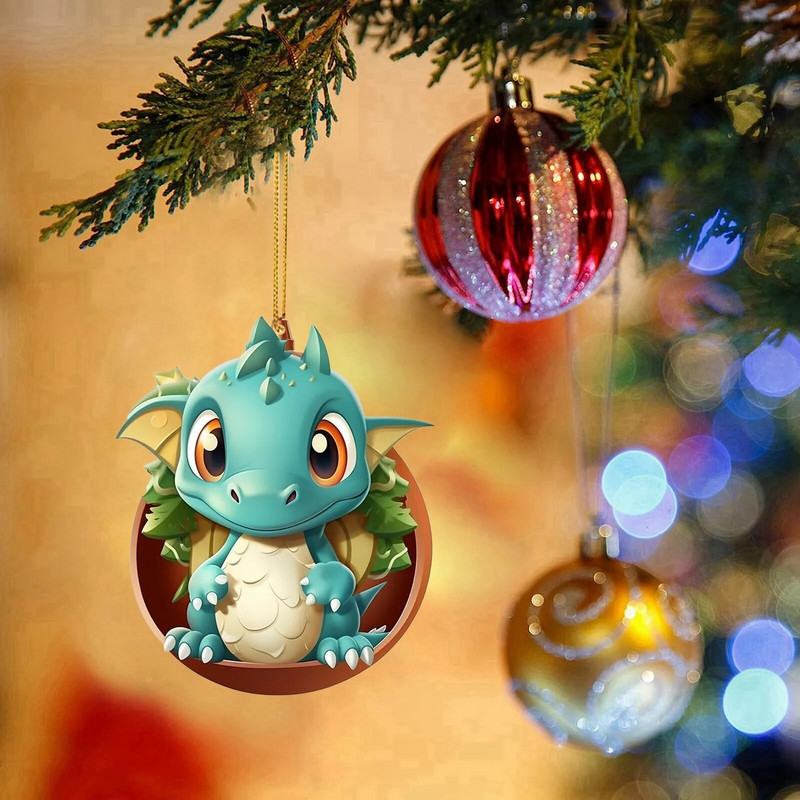 Božićni ukras s privjeskom iz jajeta letećeg zmaja Dvostruki otisak Poklon 2d privjesak（5kom） Sretan božićni ukras za dom 2024.