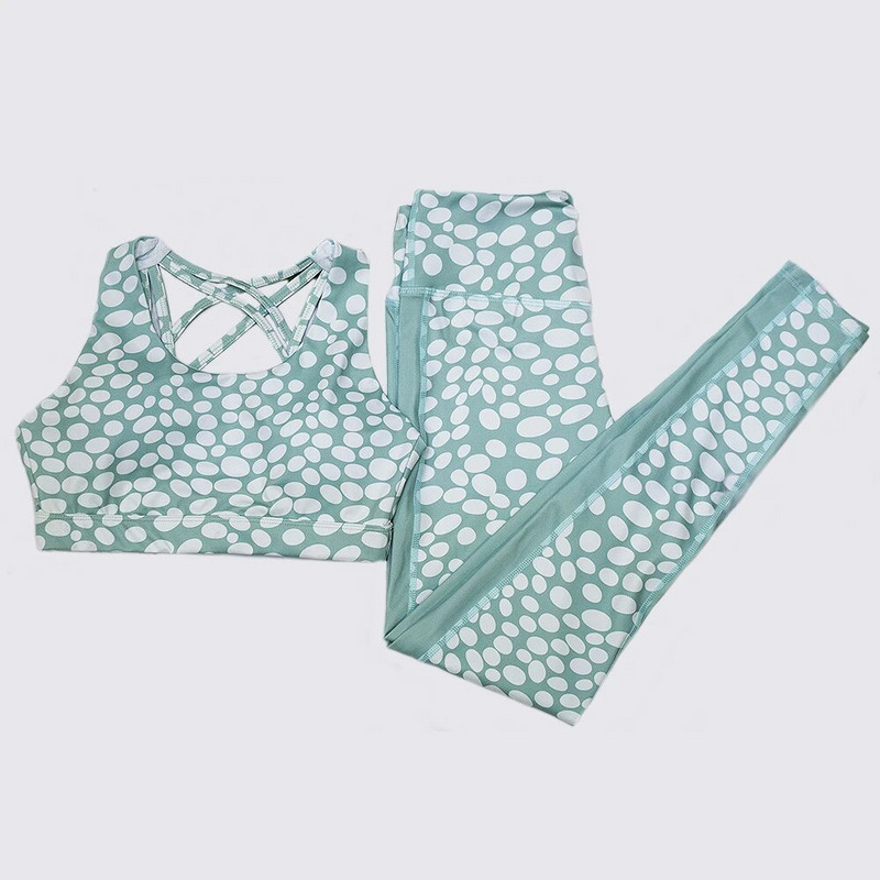 Ženski komplet za jogu Gym Fitness Sportska odjeća Komplet od 2 dijela Ženska trenirka Sportsko odijelo na točkice Ženski set za vježbanje Tajice Sportski grudnjak za teretanu