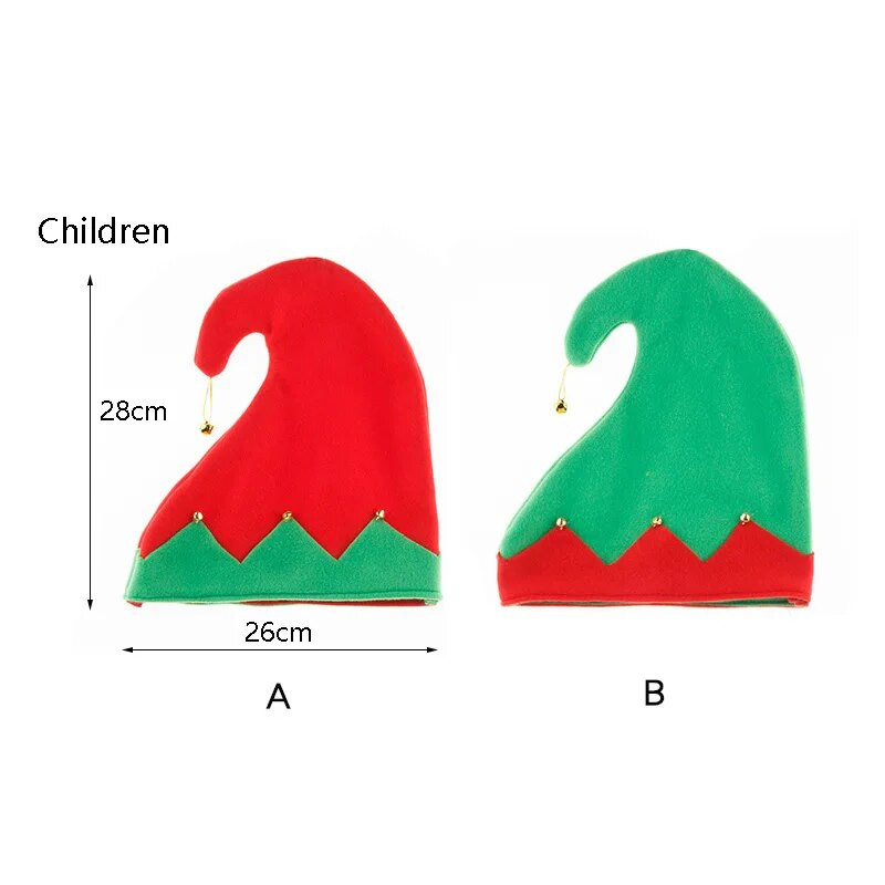 1 vnt. Nauja interneto įžymybė suaugusiųjų / vaikų elfų Kalėdų senelio kepurė Kalėdų elfo raudona žalia skrybėlė flanelinis audinys su varpelio šventinio vakarėlio galvos apdangalu