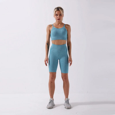 Bešavni joga set Ženski fitness sportski set Odjeća za teretanu Sportsko odijelo za vježbanje Ženski seksi sportski top Visoki struk Joga kratke hlače Sportska odjeća