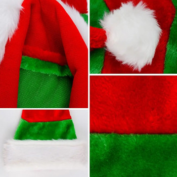 Χριστουγεννιάτικο βελούδινο καπέλο 2023 για ενήλικα παιδιά Κόκκινες λευκές πράσινες ρίγες Πρωτοχρονιάτικο πάρτι Navidad Snowman Elk Santa Hat Διακόσμηση στολή