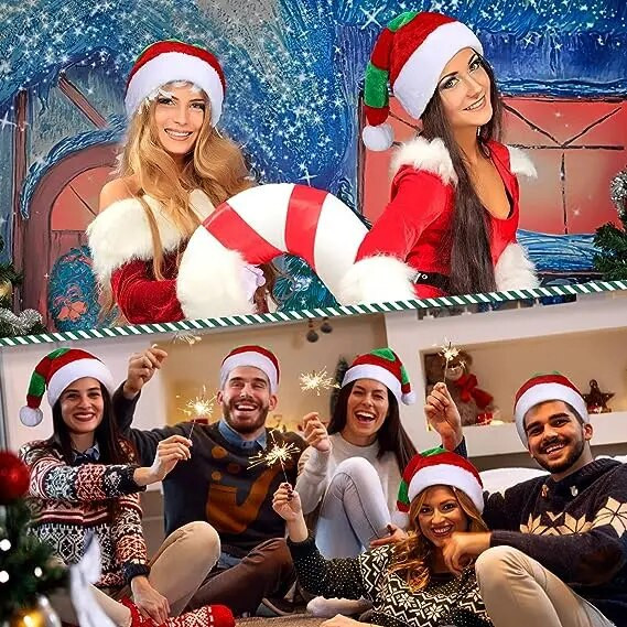 Božićna plišana kapa za 2023. za odraslu djecu Crveno bijele zelene pruge Novogodišnja zabava Navidad Snjegović Elk Šešir Djeda Mraza Dekoracija kostima