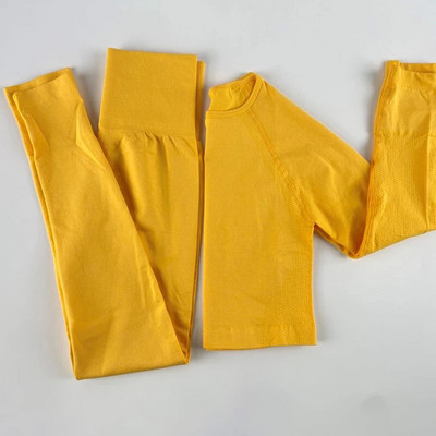 Sportski set Ženski bešavni komplet za trčanje Odjeća za vježbanje s kratkim rukavima i sportske tajice Žensko sportsko odijelo Odjeća za vježbanje