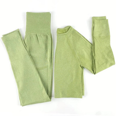 Sportski set Ženski bešavni komplet za trčanje Odjeća za vježbanje s kratkim rukavima i sportske tajice Žensko sportsko odijelo Odjeća za vježbanje