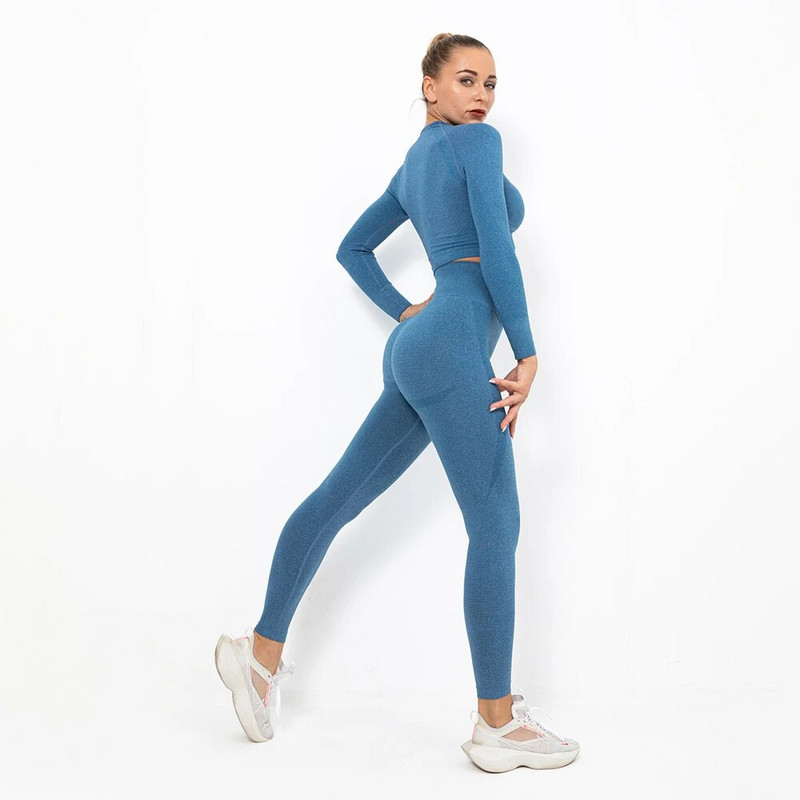 Sportski set Ženski bešavni komplet za trčanje Odjeća za vježbanje s kratkim rukavima i sportske tajice Žensko sportsko odijelo Odjeća za vježbanje