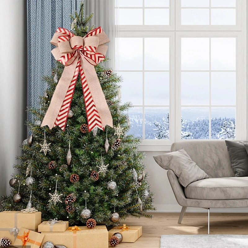 46x28cm Liels Ziemassvētku bantītis Ziemassvētku eglītes rotājums Vecgada vakara rotājumi Ziemassvētku balle Lenta bantīte Lina tauriņš