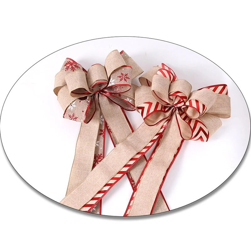 46x28cm Liels Ziemassvētku bantītis Ziemassvētku eglītes rotājums Vecgada vakara rotājumi Ziemassvētku balle Lenta bantīte Lina tauriņš