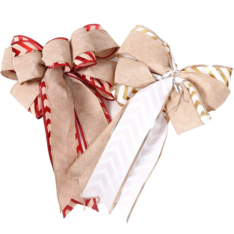 46x28cm Liels Ziemassvētku bantītis Ziemassvētku eglītes rotājums Vecgada vakara rotājumi Ziemassvētku balle Lenta bantīte Lina tauriņš