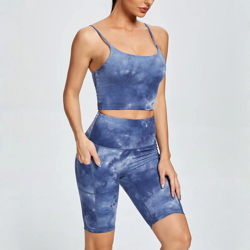 Trenažieru zāles komplekts Šorti Legingi un krūšturis Divdaļīgs jogas sporta komplekts Sieviešu uzvalks fitnesa treniņam Apģērbs Sieviešu treniņtērps sporta zāles apģērbs