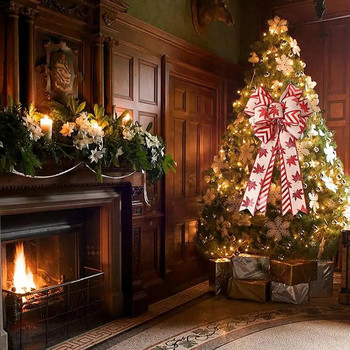 54 см двойни слоеве Коледни лъкове Коледна елха Декорация Орнаменти за дома Предна врата Стена Прозорец Коледна украса