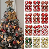 Božićni ukrasi 2023. u kutiji 8 cm božićni ukrasni kuglični ukras 6 kom/lot Božićni privjesak za novogodišnju kućnu zabavu DIY dekor Navidad Noel