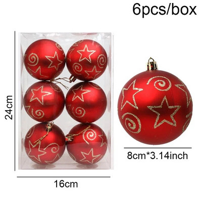 Božićni ukrasi 2023. u kutiji 8 cm božićni ukrasni kuglični ukras 6 kom/lot Božićni privjesak za novogodišnju kućnu zabavu DIY dekor Navidad Noel