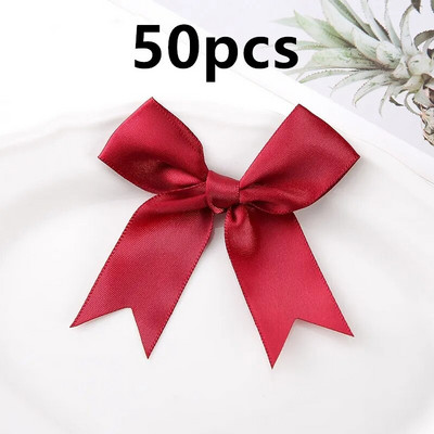 Mašne Dekorativni paketi Poklon Mali cvijet 50 KOM 85*85 mm Ružičaste satenske vrpce Mašne za rukotvorine Mašne za vjenčanje Rođenje DIY Dekoracija za zabavu