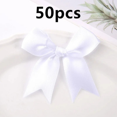 Mašne Dekorativni paketi Poklon Mali cvijet 50 KOM 85*85 mm Ružičaste satenske vrpce Mašne za rukotvorine Mašne za vjenčanje Rođenje DIY Dekoracija za zabavu