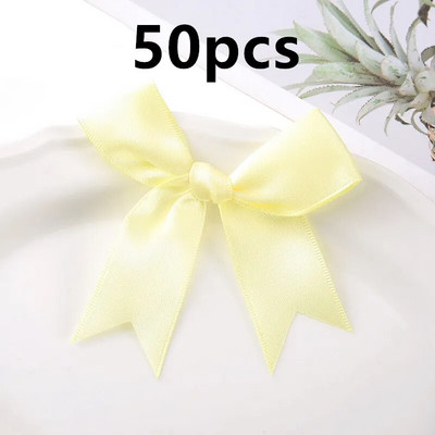 Mašne Dekorativni paketi Poklon Mali cvijet 50 KOM 85*85 mm Ružičaste satenske vrpce Mašne za rukotvorine Mašne za vjenčanje Rođenje DIY Dekoracija za zabavu