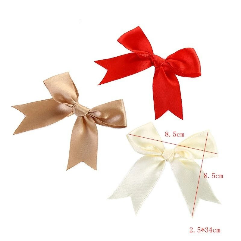 Mašne Dekorativni paketi Poklon Mali cvijet 50 KOM 85*85 mm Ružičaste satenske vrpce Mašne za rukotvorine Mašne za vjenčanje Rođenje DIY Dekoracija za zabavu