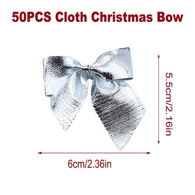 50 komada Božićne mašne Božićni viseći ukrasi Zlatno Crvena Srebrna mašna Ukrasi za božićno drvce Nova godina 2024. Navidad Noel