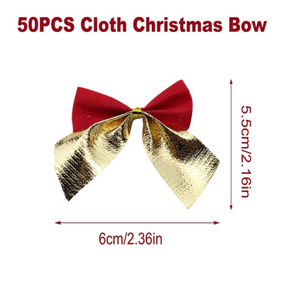 50 komada Božićne mašne Božićni viseći ukrasi Zlatno Crvena Srebrna mašna Ukrasi za božićno drvce Nova godina 2024. Navidad Noel