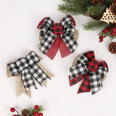 Ziemassvētku rūtains loks, lina audums, stiepļu mala