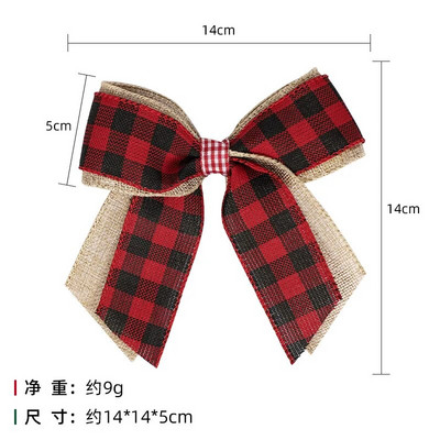 Ziemassvētku rūtains loks, lina audums, stiepļu mala