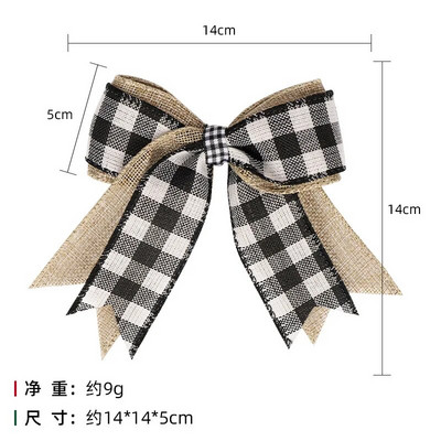 Ziemassvētku rūtains loks, lina audums, stiepļu mala