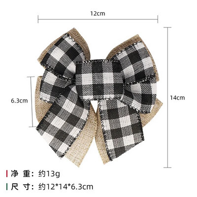 Ziemassvētku rūtains loks, lina audums, stiepļu mala