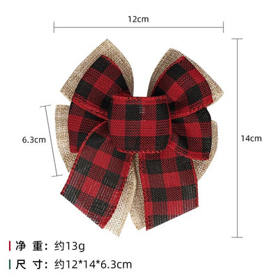 Ziemassvētku rūtains loks, lina audums, stiepļu mala