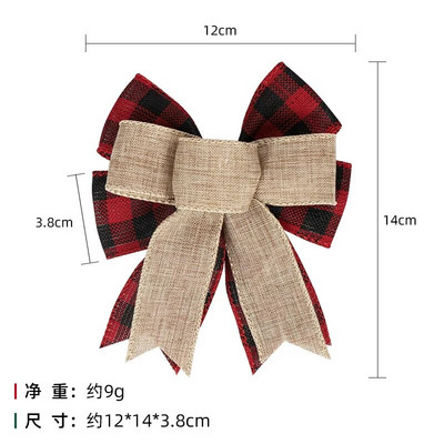 Ziemassvētku rūtains loks, lina audums, stiepļu mala