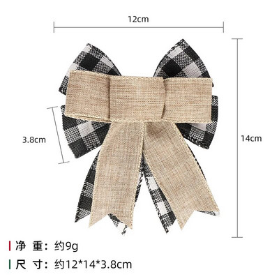 Ziemassvētku rūtains loks, lina audums, stiepļu mala