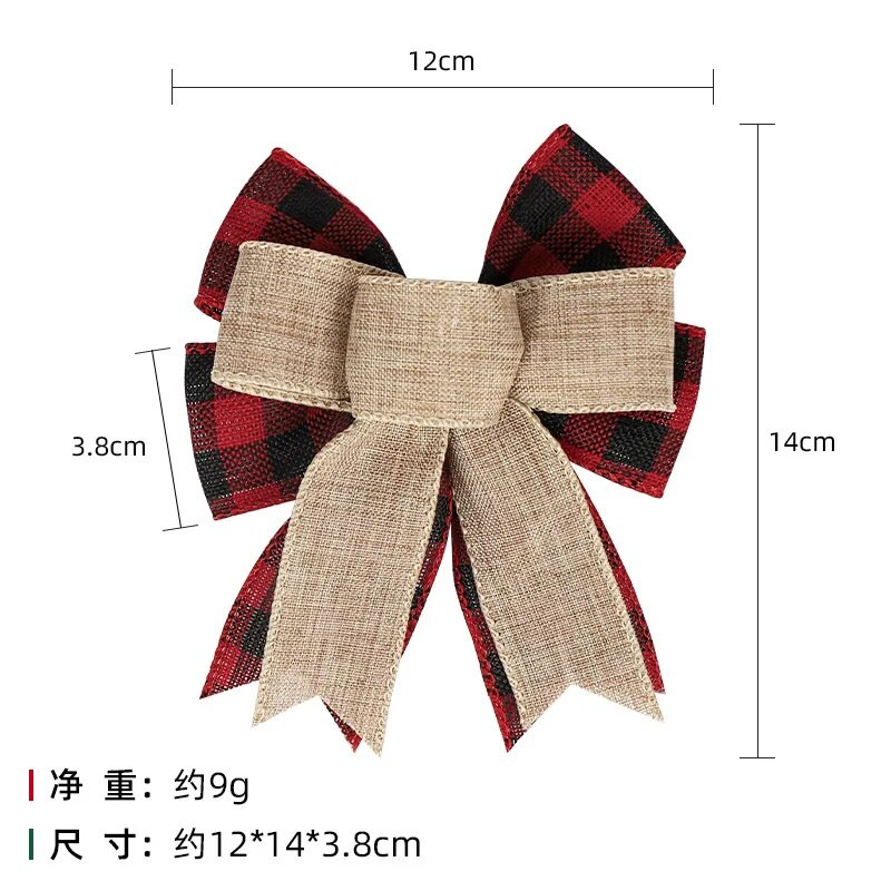 Ziemassvētku rūtains loks, lina audums, stiepļu mala