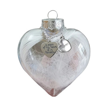 Feather Heart Shape - A Piece Of My Heart Is In Heave Αναμνηστικό Στολίδι Feather Heart Dad Memorial Pendant Drop Ornaments