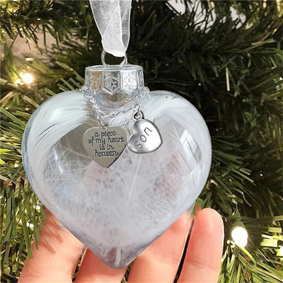 Feather Heart Shape - A Piece Of My Heart Is In Heave Αναμνηστικό Στολίδι Feather Heart Dad Memorial Pendant Drop Ornaments