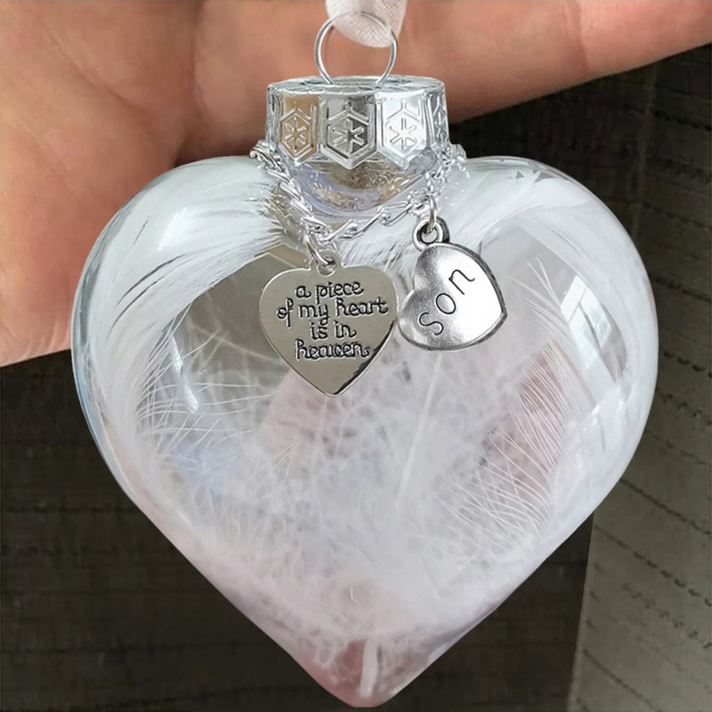 Oblik srca od perja - komadić mog srca je u težini Memorijalni ukras Srce od perja Tatin spomen privjesak Ukrasi u obliku kapi